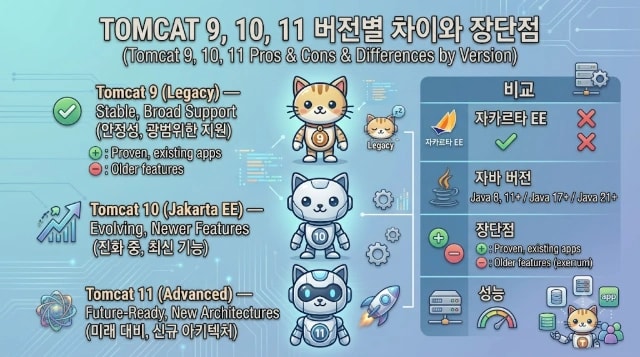 톰캣 9, 10, 11 버전별 차이와 장단점 썸네일