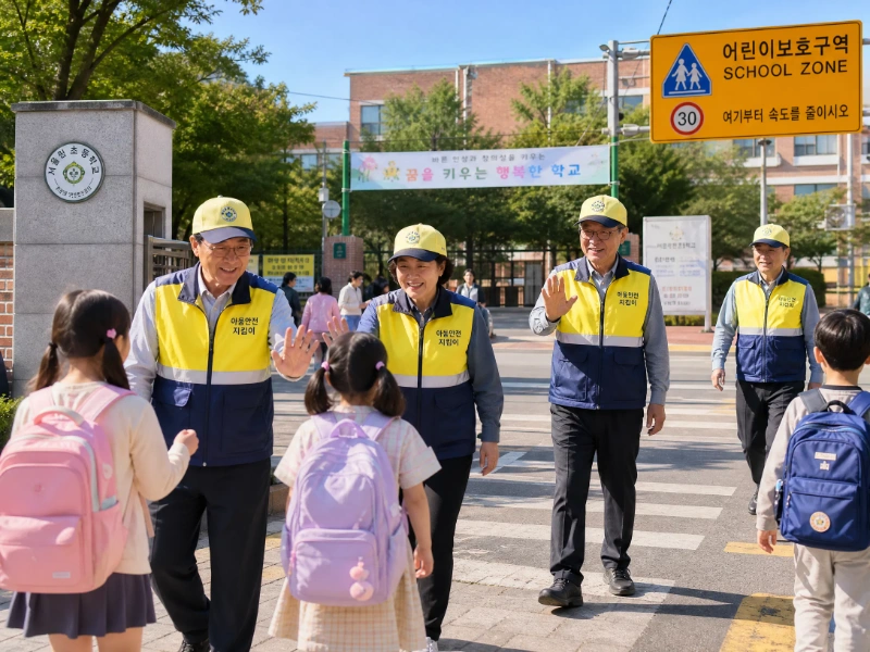 등하교 시간 초등학교 주변을 도보로 이동하며 순찰을 전개하는 경기 아동안전지킴이 대원들